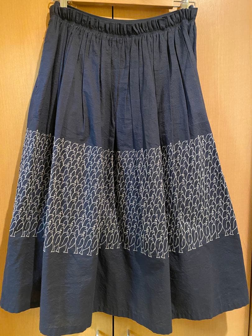 minä perhonen lintu スカート　ミナペルホネン 古着】ミナペルホネン / mina perhonen バード / bird プリーツスカート