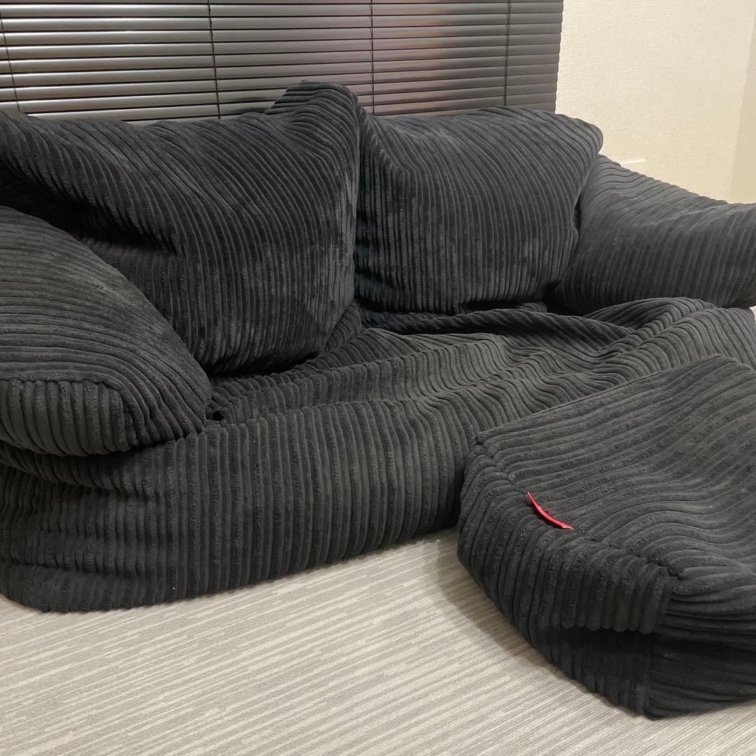 完売 ジョセフィン ビーズソファ コーデュロイ & 小型フットスツール