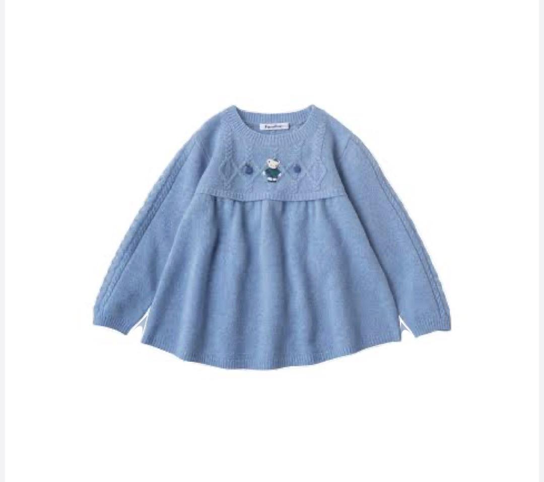 familiar ニットチュニック ブルー 110 - メルカリ