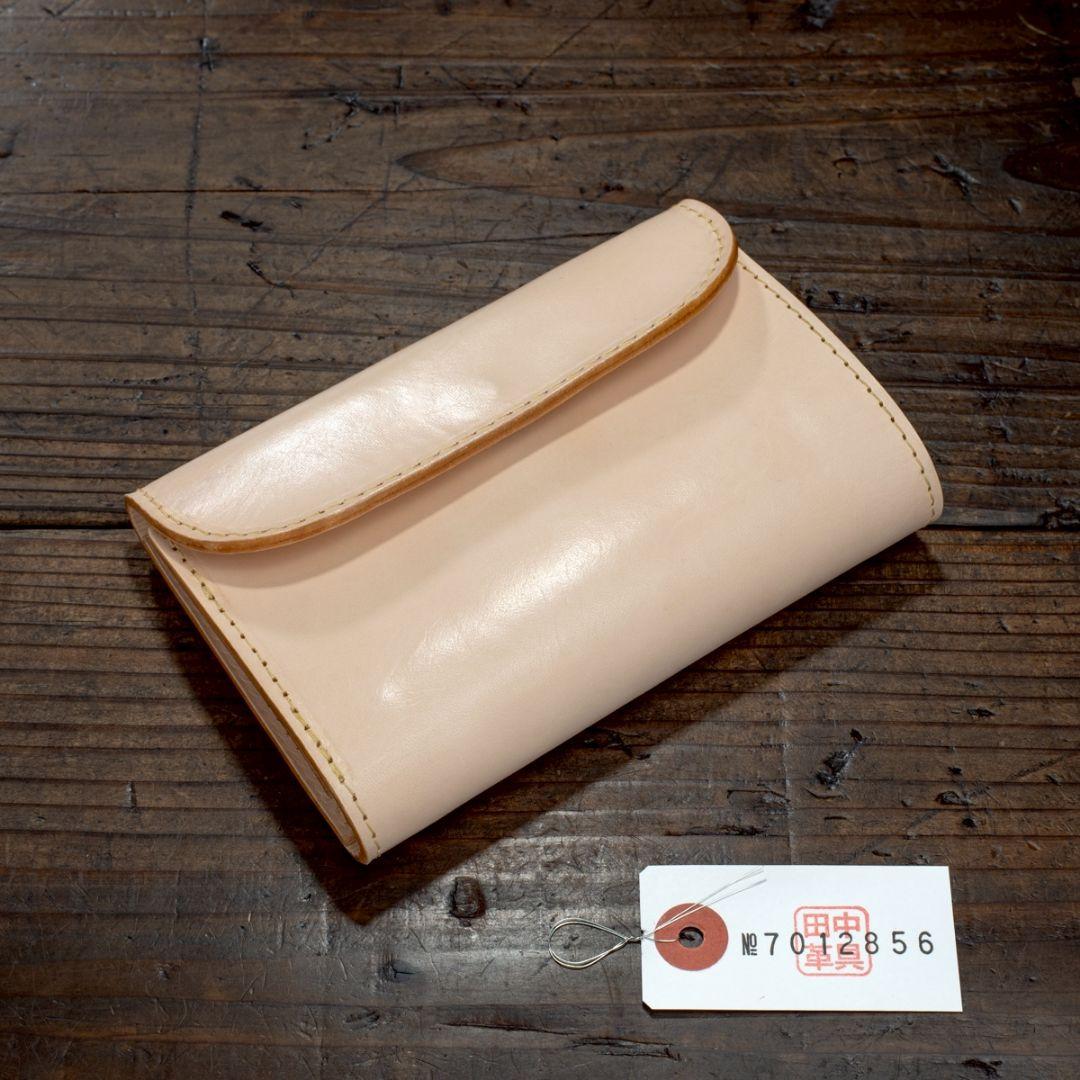 生成り ヌメ革 本革 牛革 三つ折り ナチュラル 財布 メンズ 折り財布