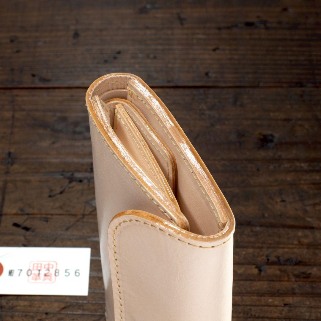 生成り ヌメ革 本革 牛革 三つ折り ナチュラル 財布 メンズ 折り財布