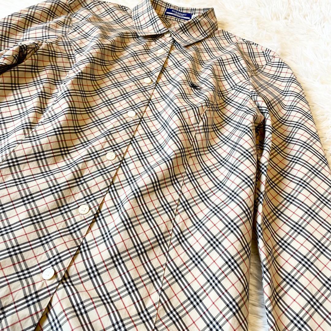 バーバリーブルーレーベル ノバチェック シャツ Yシャツ 刺繍ロゴ