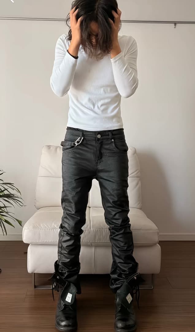 goar.archive Strapped straight oil pants