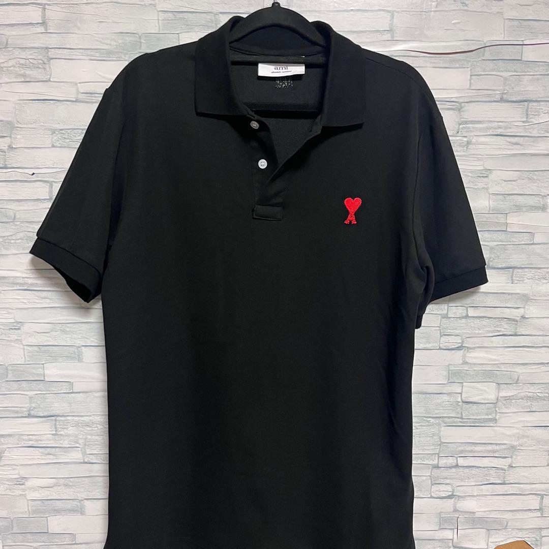 【美品✨】AMI PARIS 半袖ポロシャツ Mサイズ AMI PARIS (アミパリス) ワンポイント 半袖 ポロシャツ AMI DE COEUR