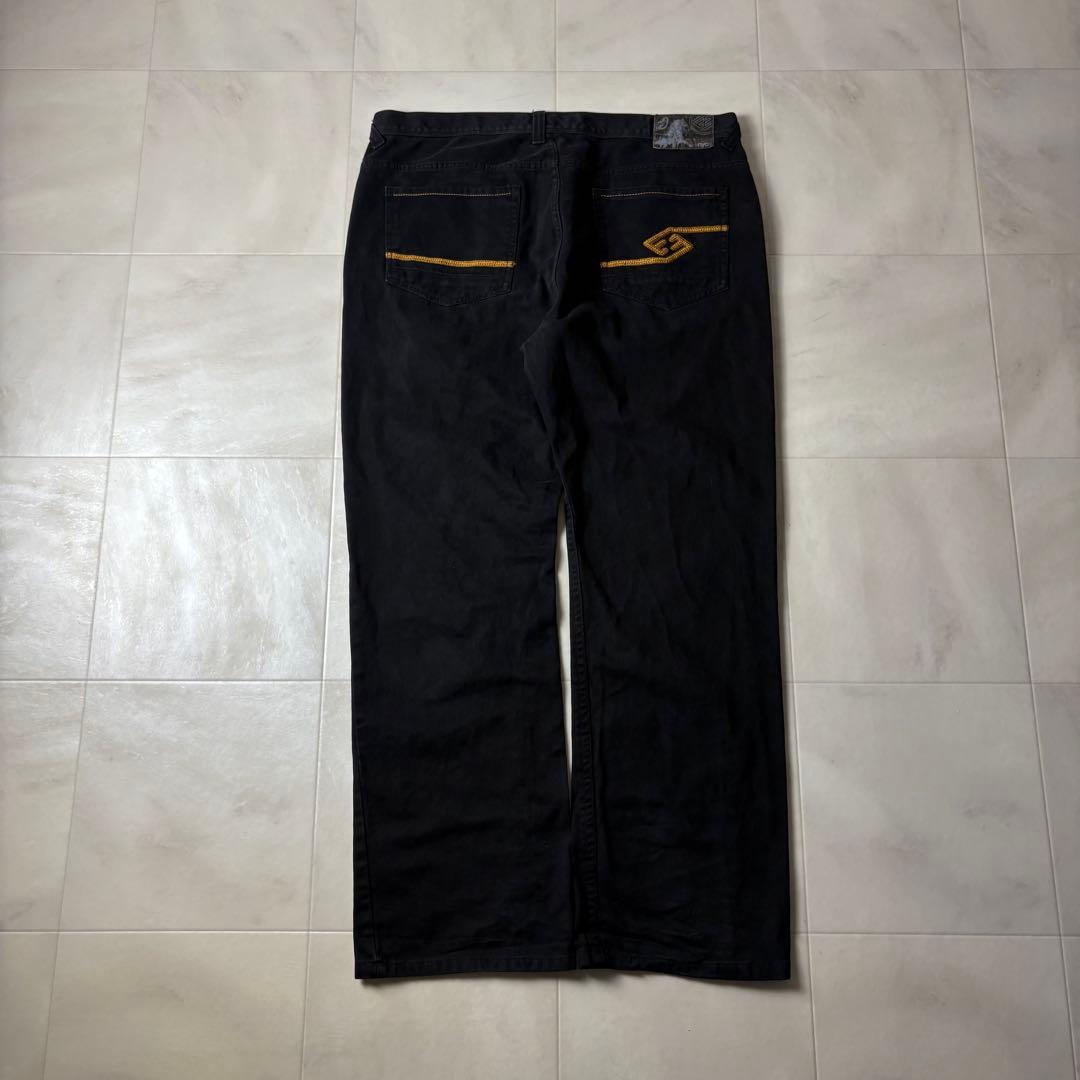 ENYCE 刺繍ロゴ 極太 オーバーサイズ ブラックデニム バギーパンツ B系