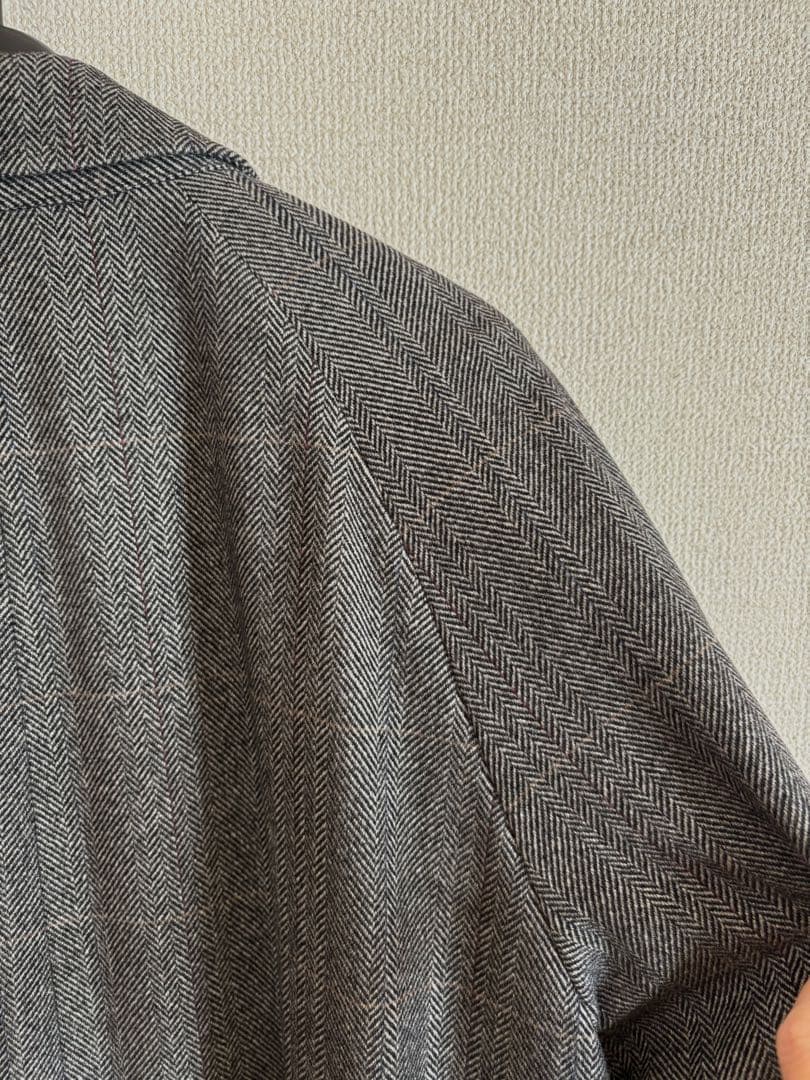 DAKS ダックス カシミア バルマカンコート グレーチェック サイズL