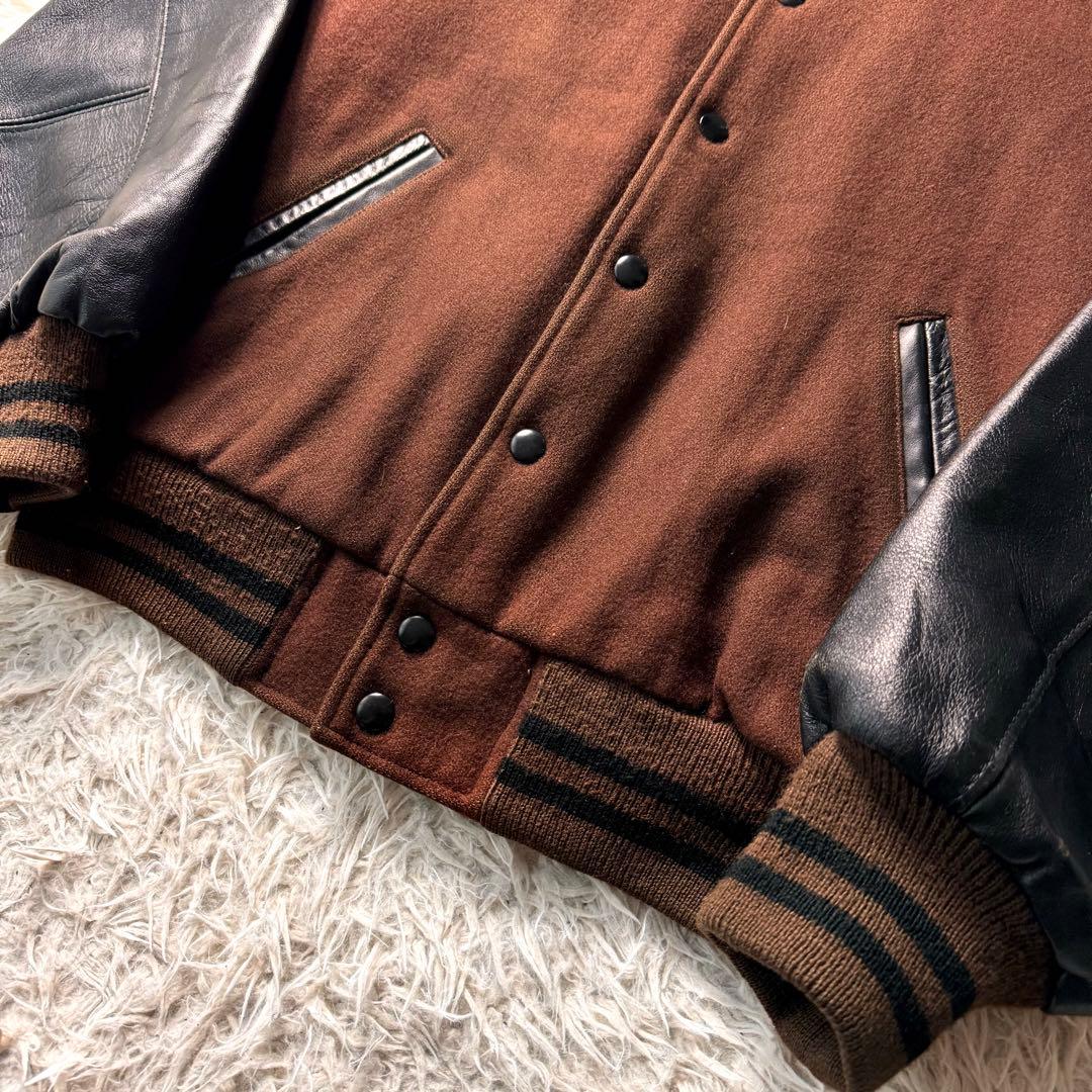 激レア✨VAN JACKET スタジャン 茶×黒 袖レザー Lサイズ - メルカリ