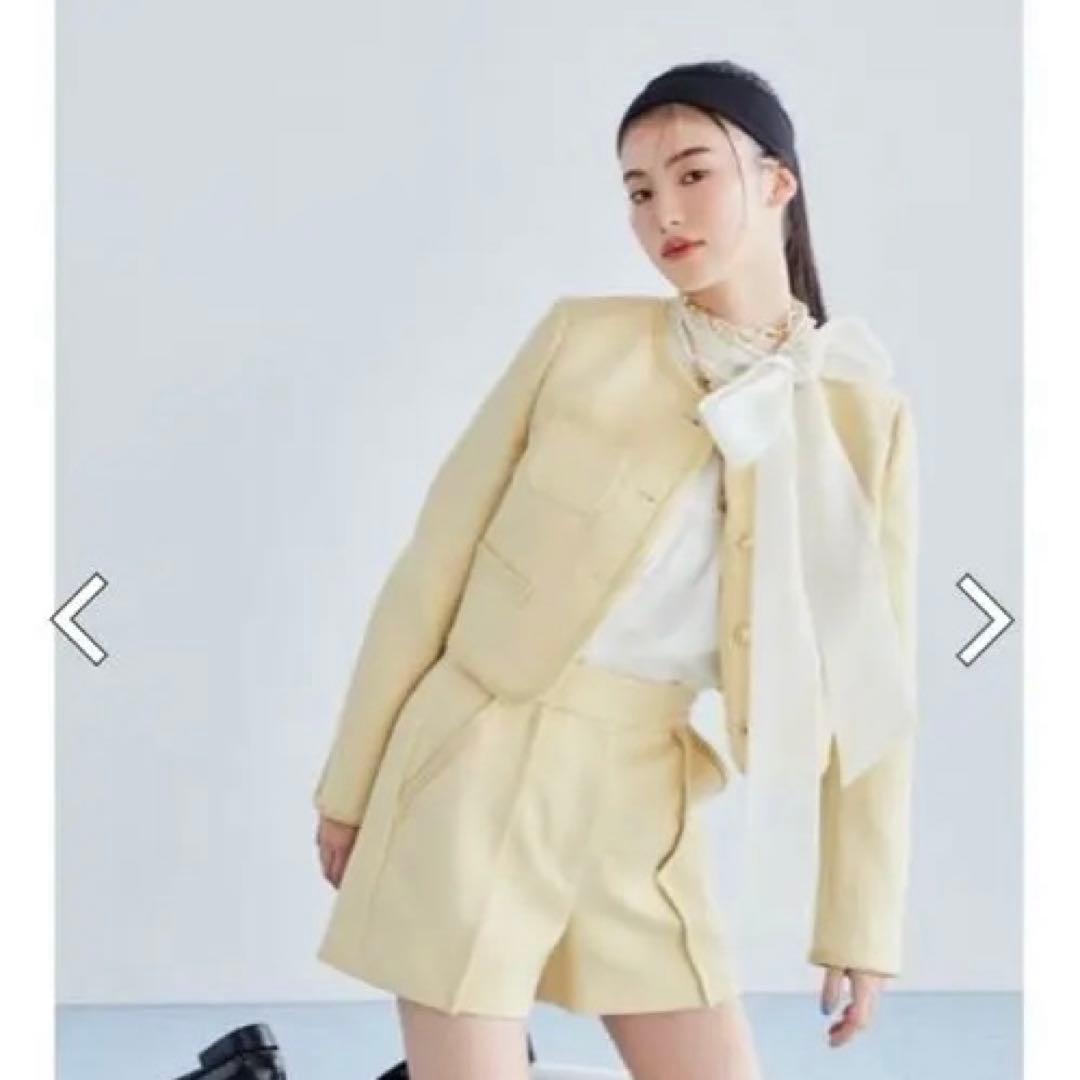 はるか様 リリーブラウン ラメツイードジャケット イエロー - メルカリ