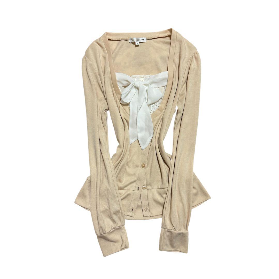 axes系 フリル リボン 姫カジ 森ガール コケット カットソー トップス