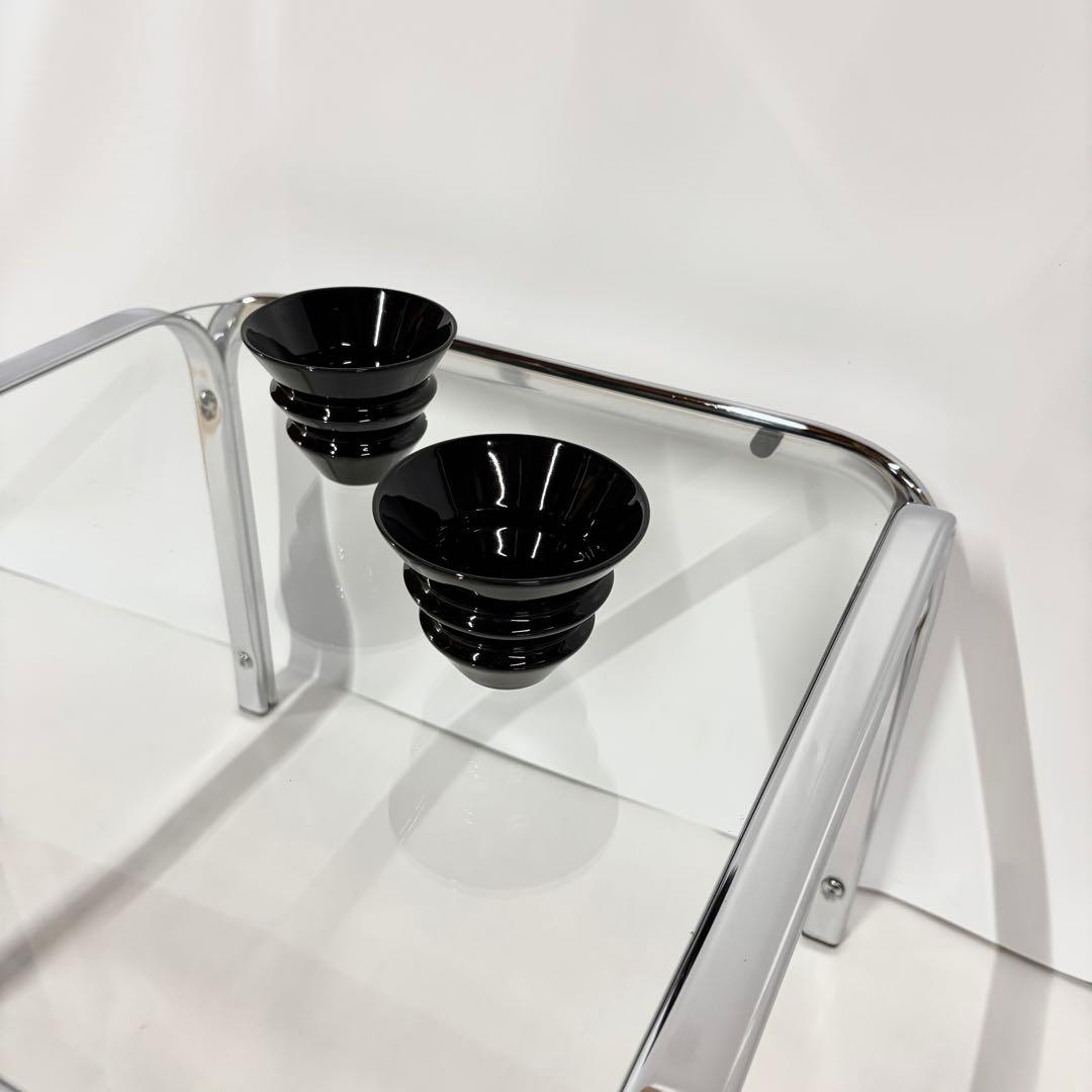 PANDESOIL-ガラステーブル サイドテーブル クローム スペースエイジ