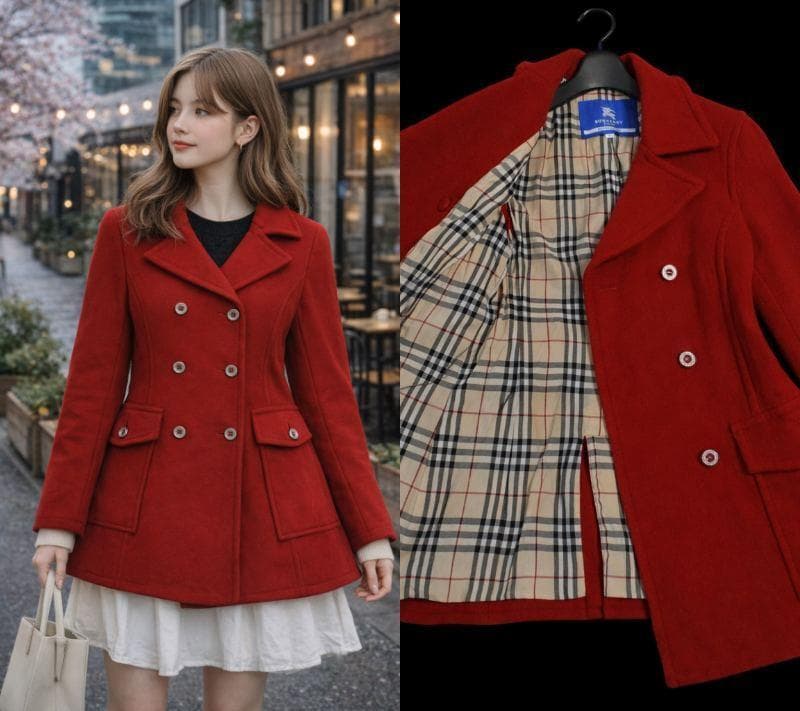 極美品 バーバリーブルーレーベル Pコート ジャケット 赤 38 - メルカリ