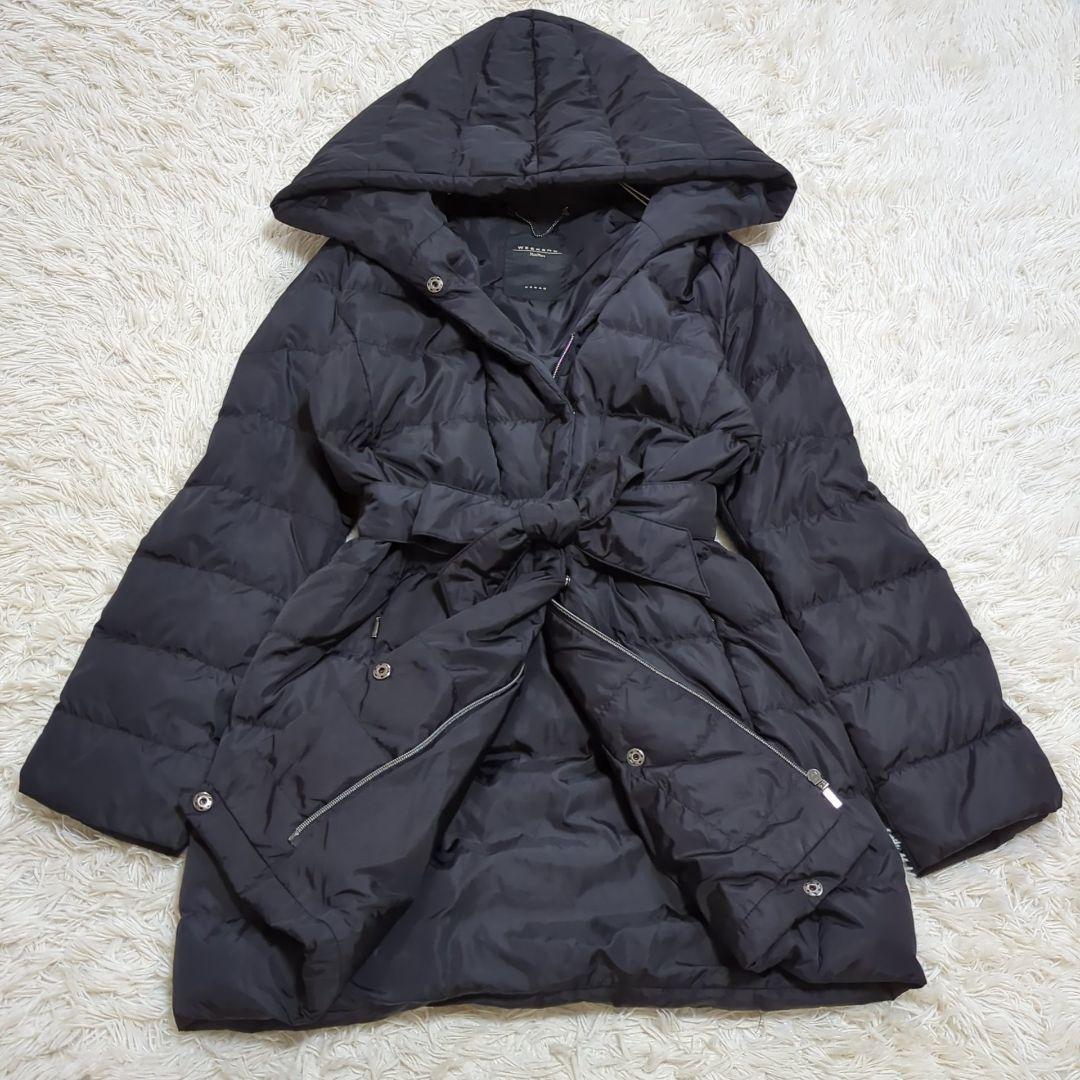 極美品 42 マックスマーラ URBAN ダウンコート リボンベルト Aライン