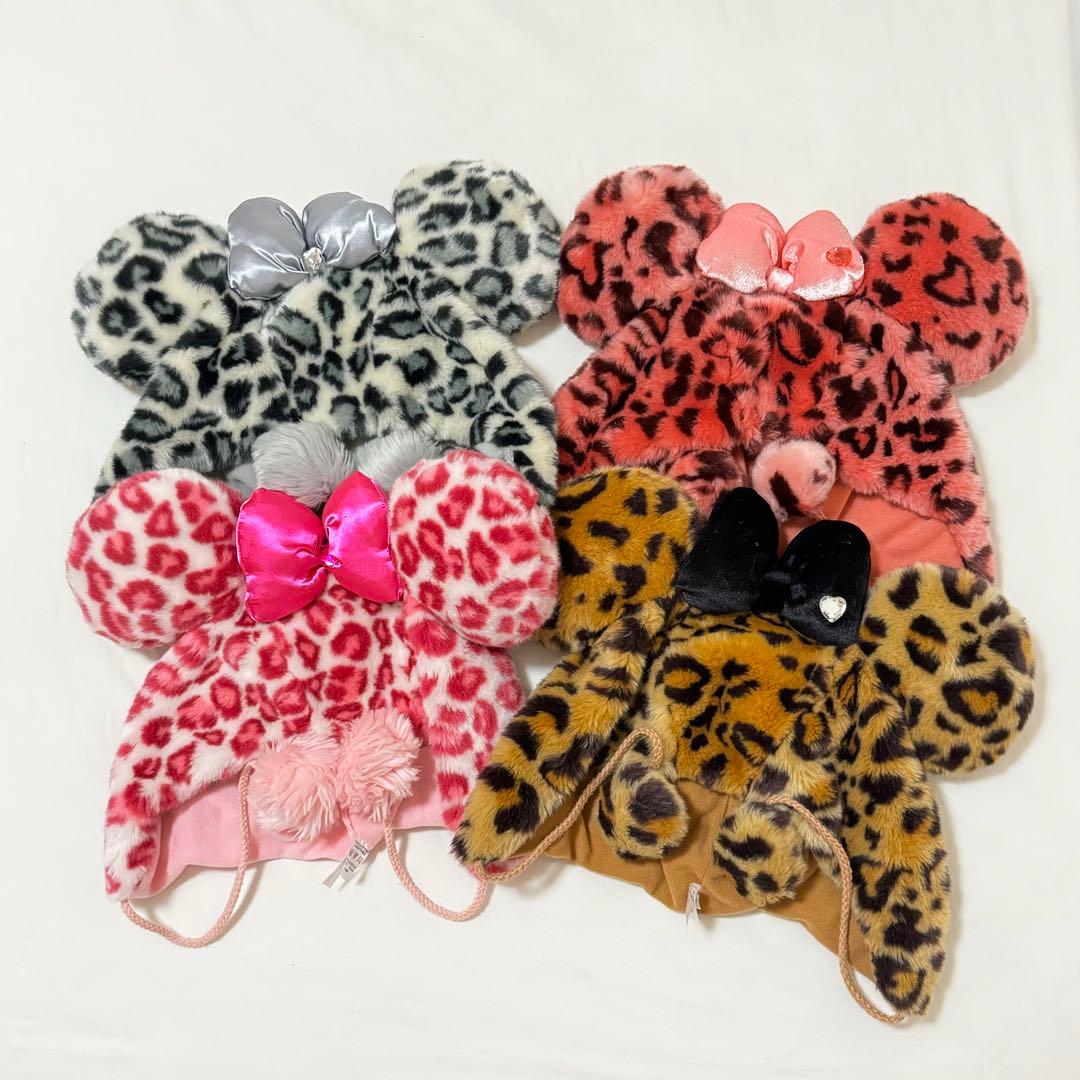 ディズニー ファンキャップ ヒョウ柄 ピンク ブラウン グレー 4つ