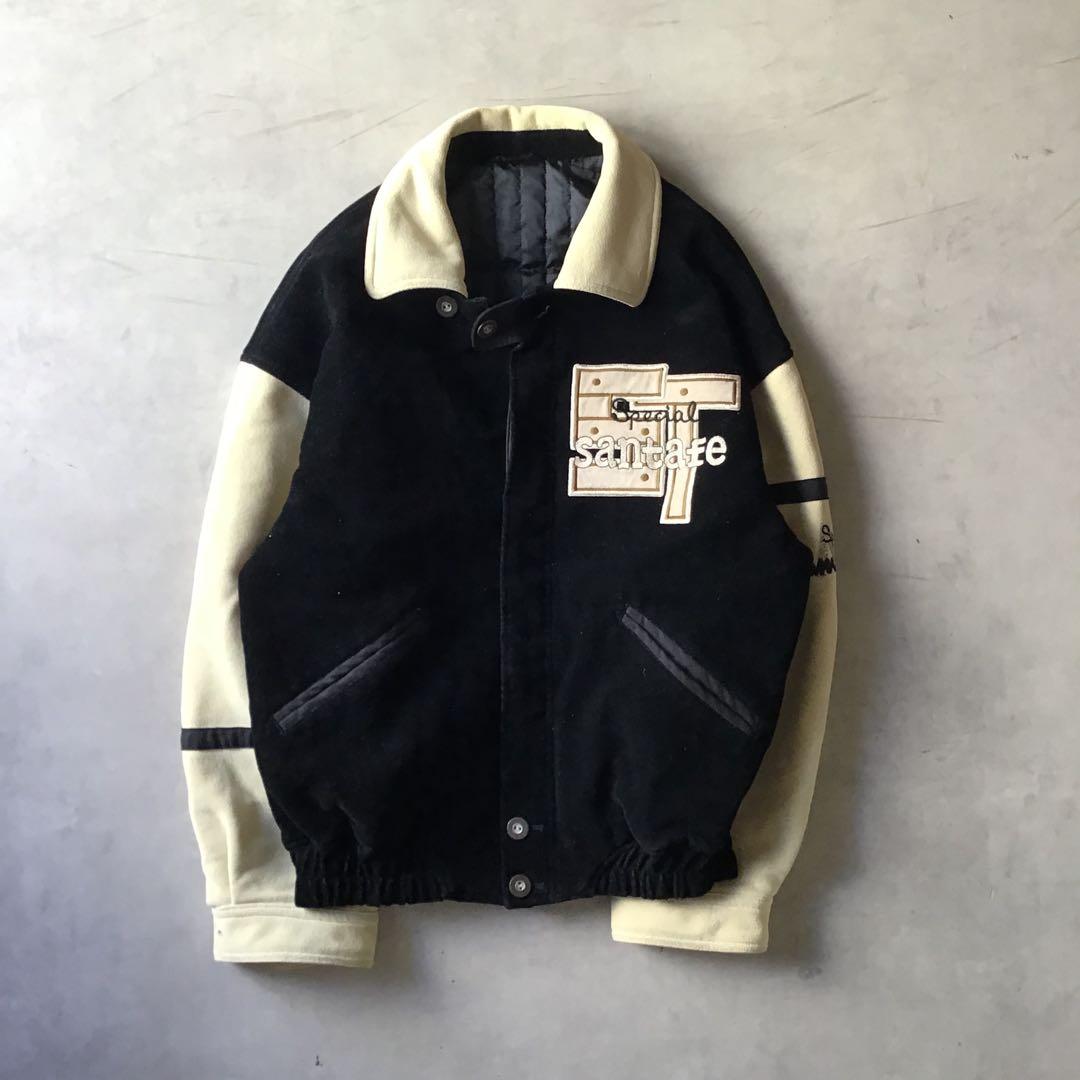 santafe サンタフェ スタジャン　ブラック　黒　中わた　胸ロゴ　刺繍 santafe サンタフェ スタジャン ブラック 黒 中わた 胸ロゴ 刺繍