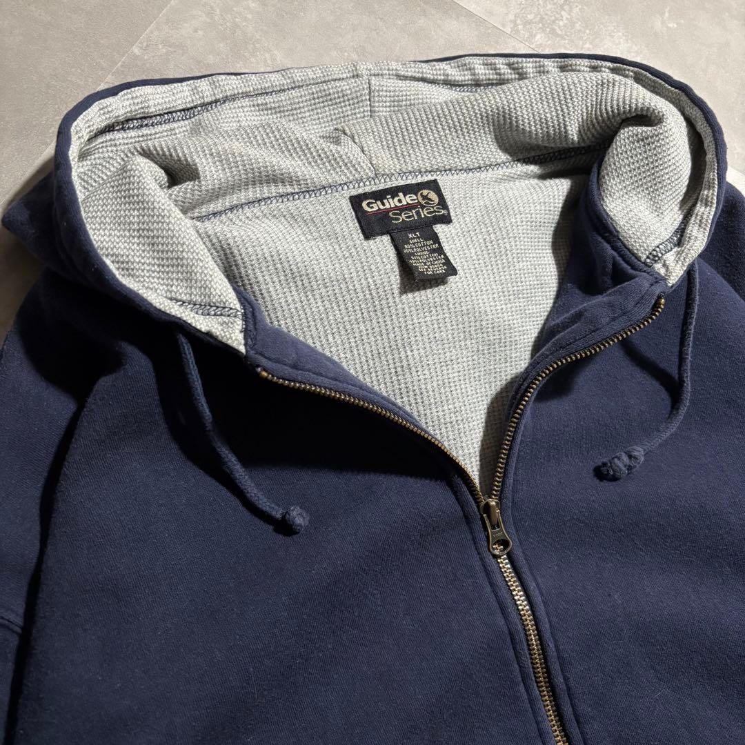 90s - vintage パーカー ダブルフェイス 裏サーマル フェード 紺色