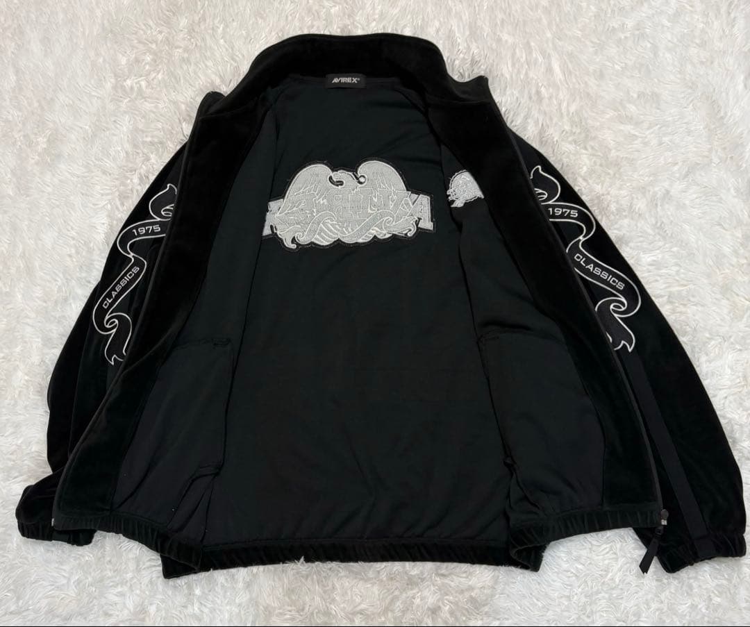 AVIREX ベロアトラックジャケット 黒 2XL ビッグサイズ 美品
