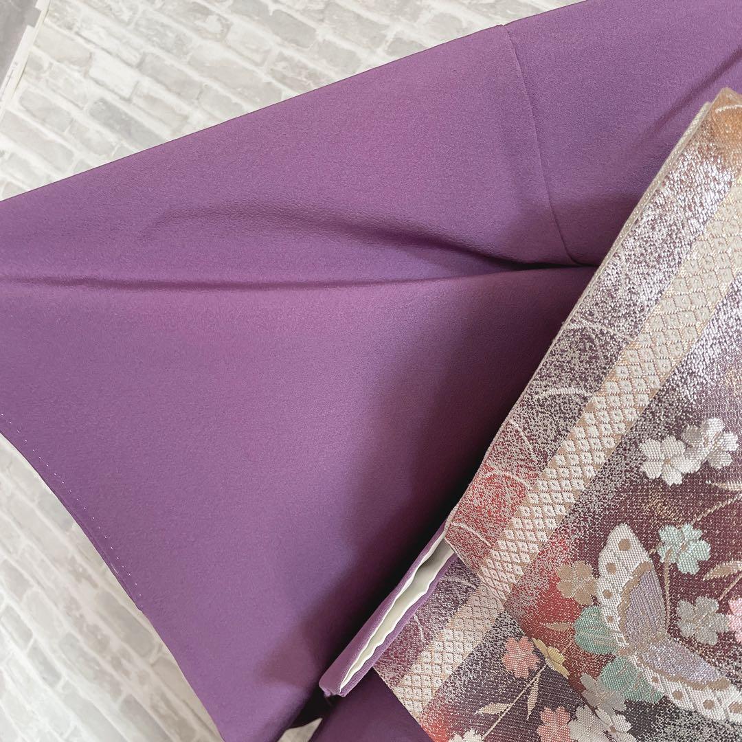 色無地 フルセット 紫 丸に剣片喰 シンプル 礼装 カジュアル 着物 I2