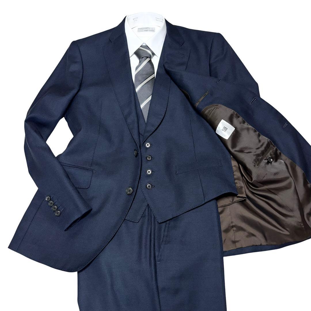 SUIT SELECT スーツセレクト 3ピース スーツ イタリア生地 ネイビー