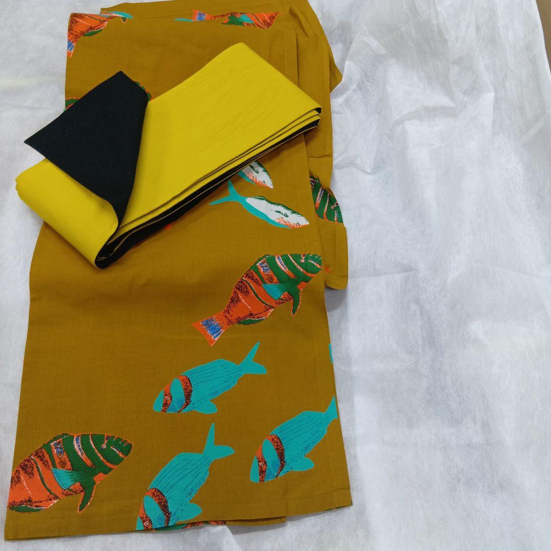 魚柄マスタード色浴衣・帯セット 楽天市場】浴衣 マスタードの通販