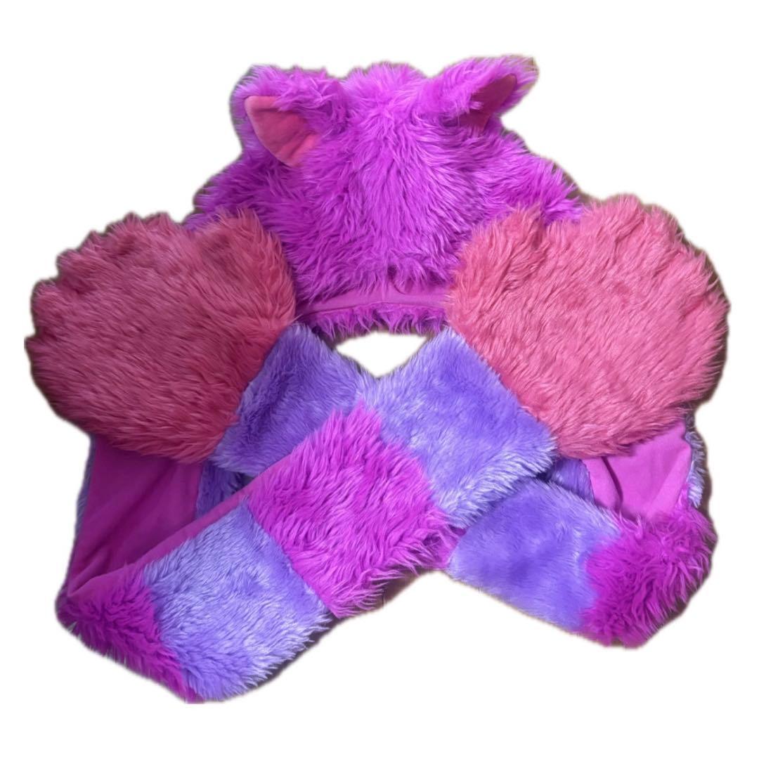 チェシャ猫マフラーキャップ 猫耳付き - メルカリ