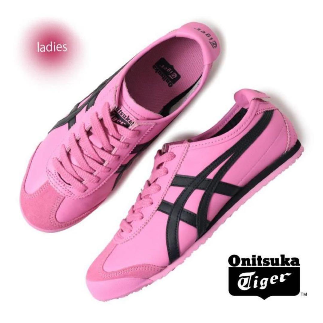 【新品】　Onitsuka Tiger MEXICO66 ピンク ブラック Onitsuka Tiger（オニツカタイガー） レディース スニーカー MEXICO 66