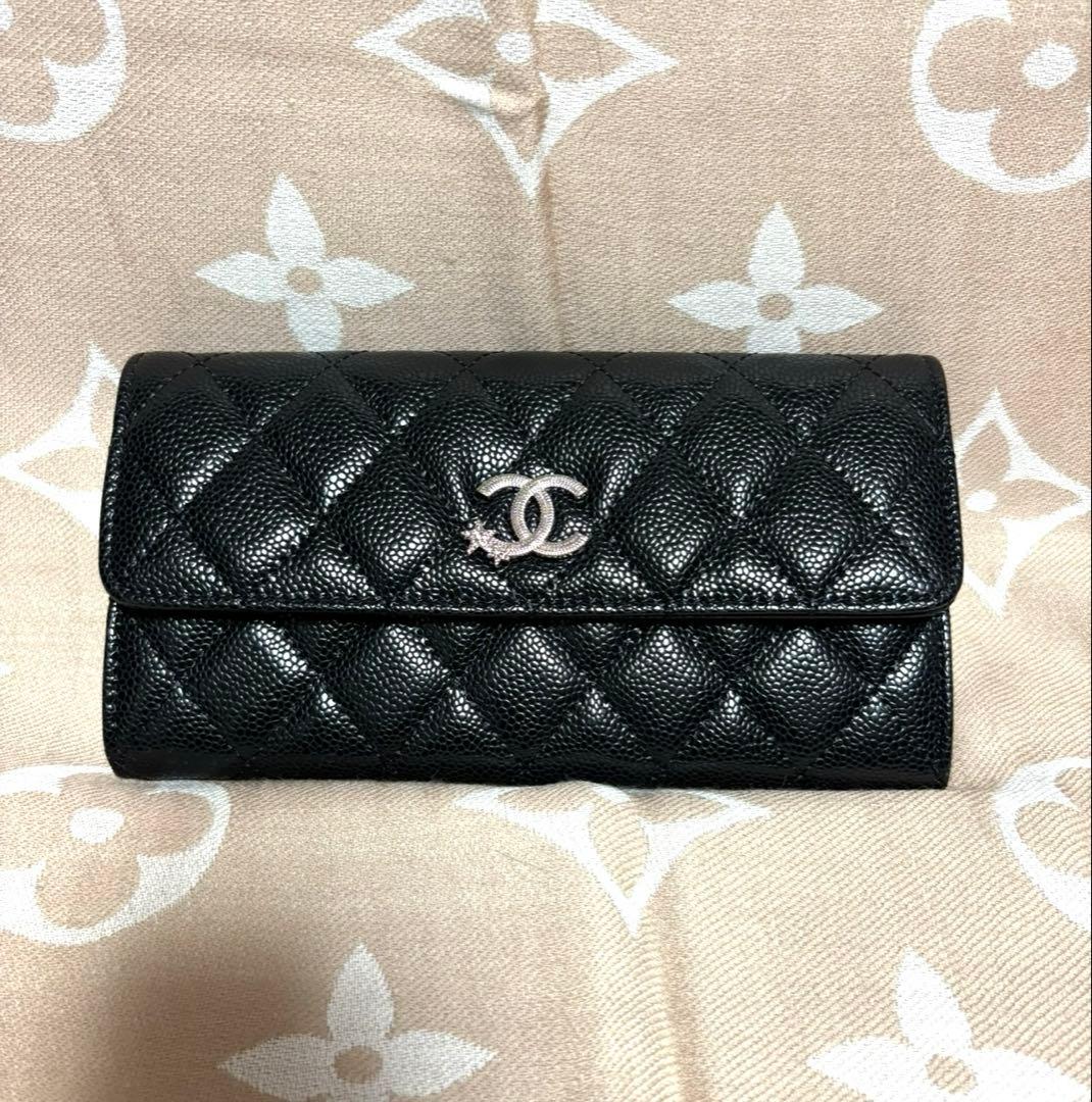 本革 高品質 CHANEL キルティング ブラック長財布 ノベルティ 新品