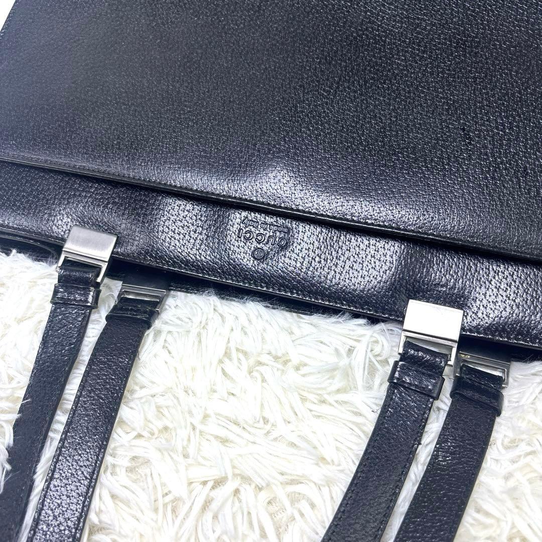 [希少無地.美品] グッチ トートバッグ　ビジネスバッグ　A4 自立　シボ革