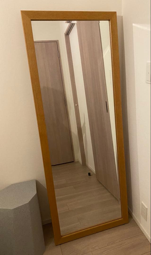 ナチュラルウッド 縦長スタンドミラー