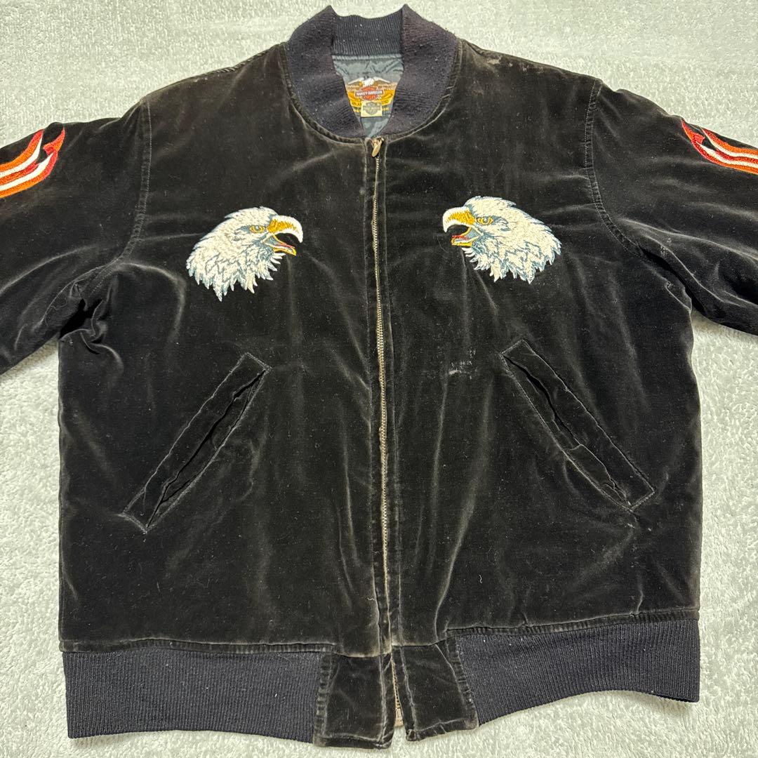 90s ハーレーダビッドソン ベロア スカジャン 別珍 イーグル