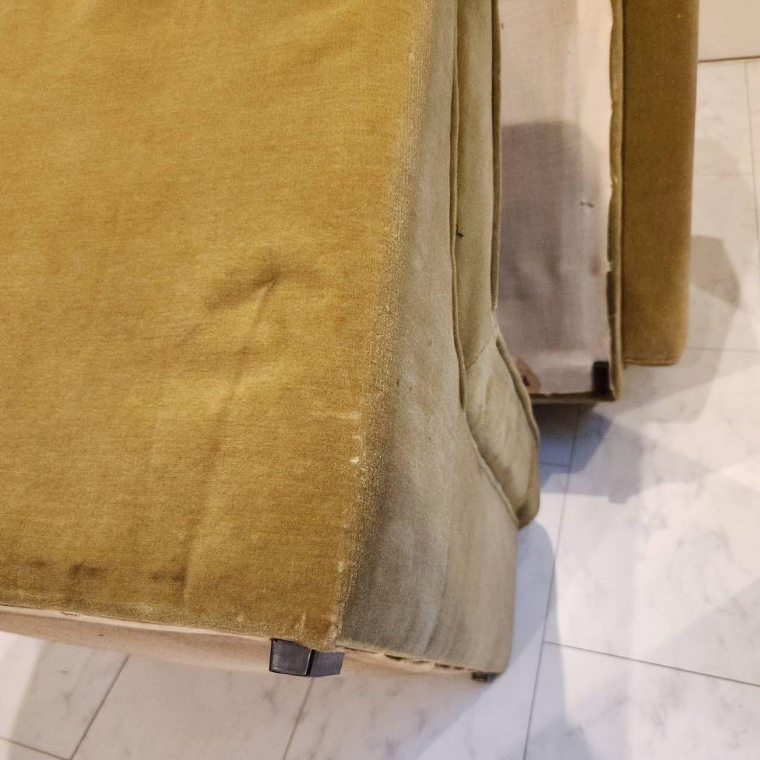 オールドカリモクkarimoku 1人掛けアームソファ1脚 ストライプ　モケット