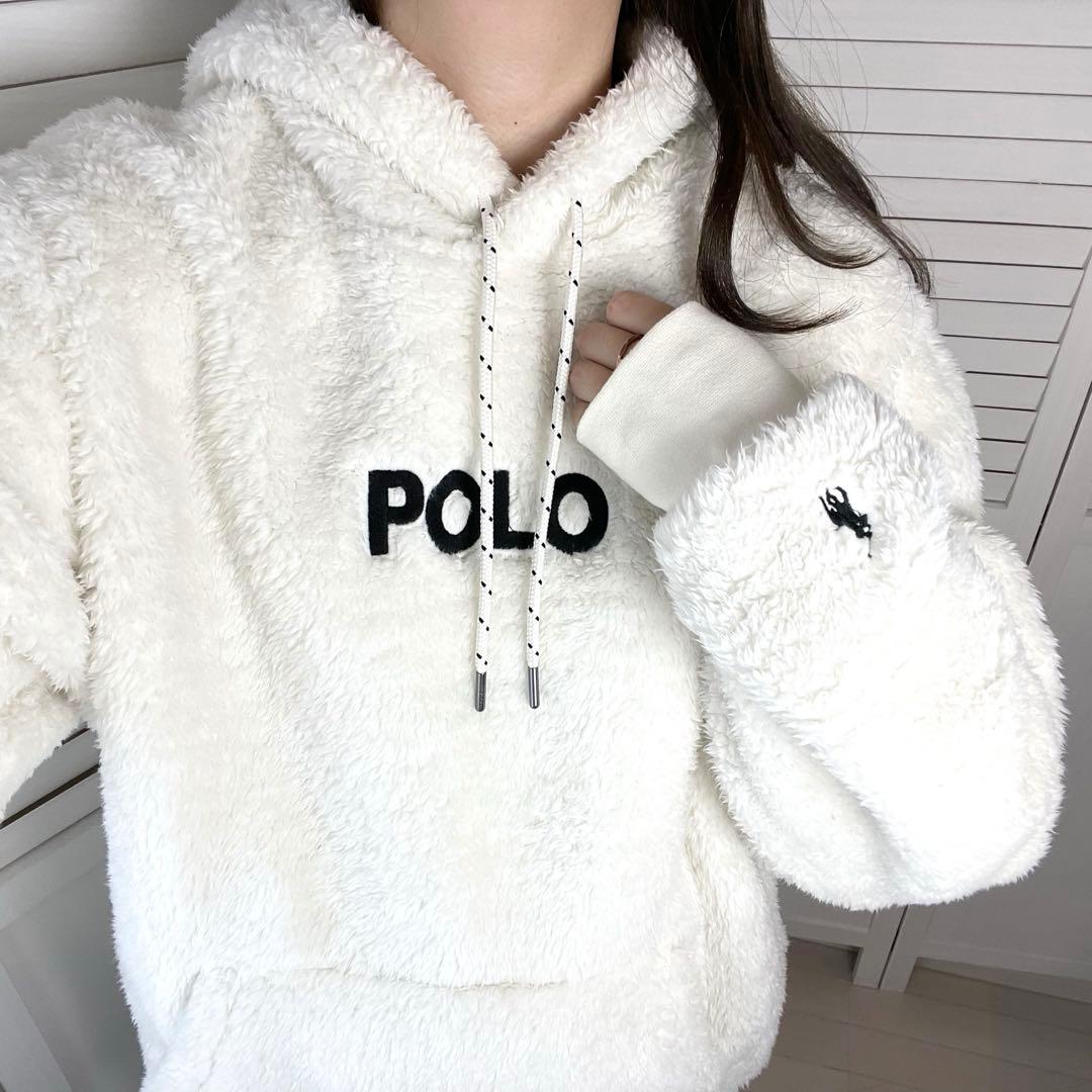 現行 ポロラルフローレン ボアパーカー ロゴ刺繍 ホワイト プル