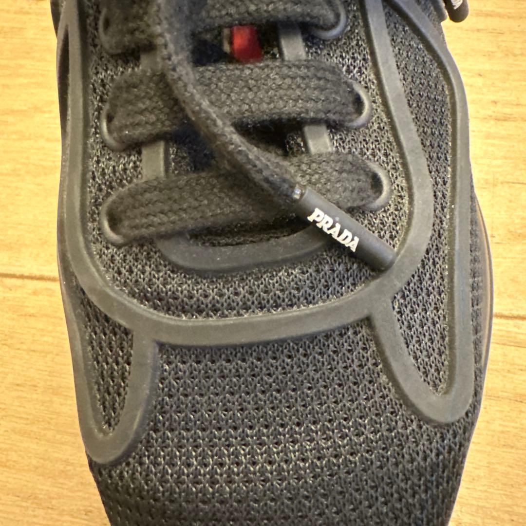 PRADAプラダ ブラック メッシュ スニーカー - メルカリ