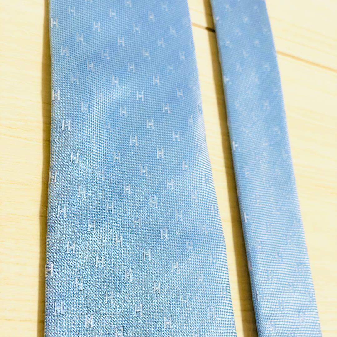 HERMES エルメス ネクタイ ファソネ H柄 H織 ブルー 青 シルク - メルカリ