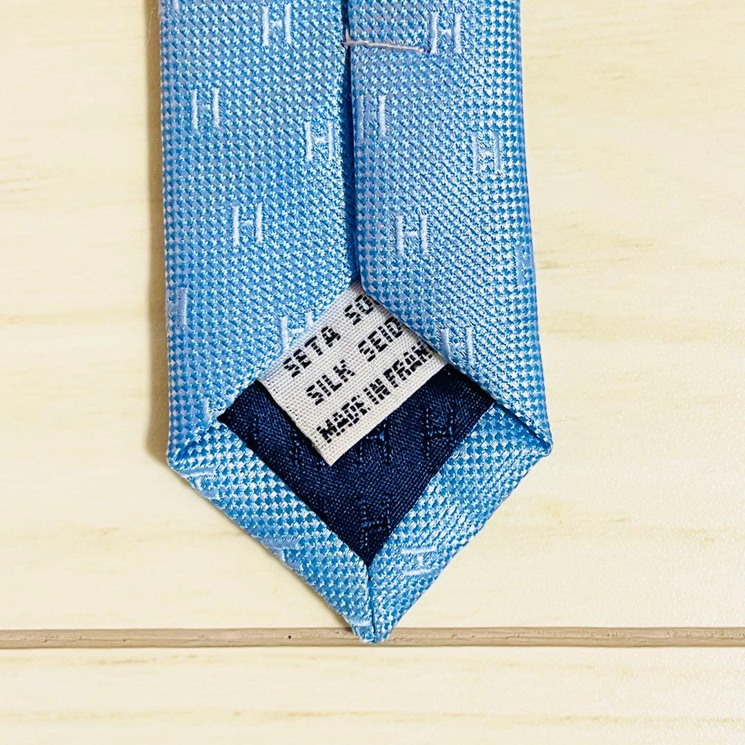 HERMES エルメス ネクタイ ファソネ H柄 H織 ブルー 青 シルク - メルカリ