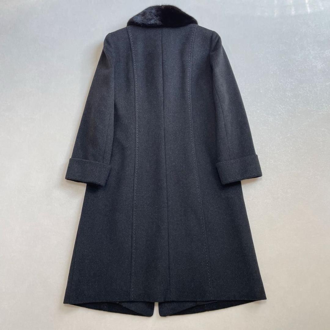 美品 レリアン 高級 カシミア100% ミンクファー ロングコート サイズ9