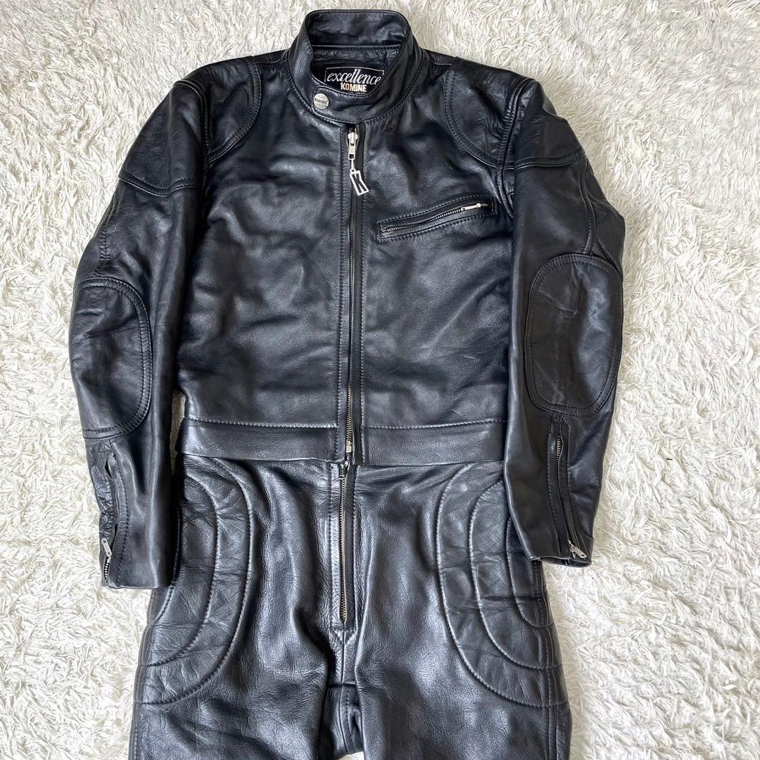 KOMINE コミネ レザーレーシングスーツ 本革 セパレート ツナギ 黒 M