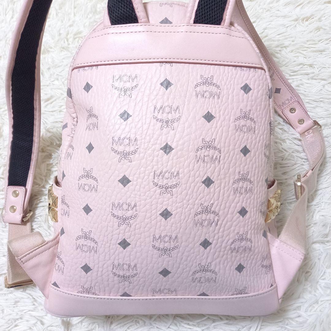 ○希少○ MCM リュック ヴィセトス スタッズ ゴールド パウダーピンク