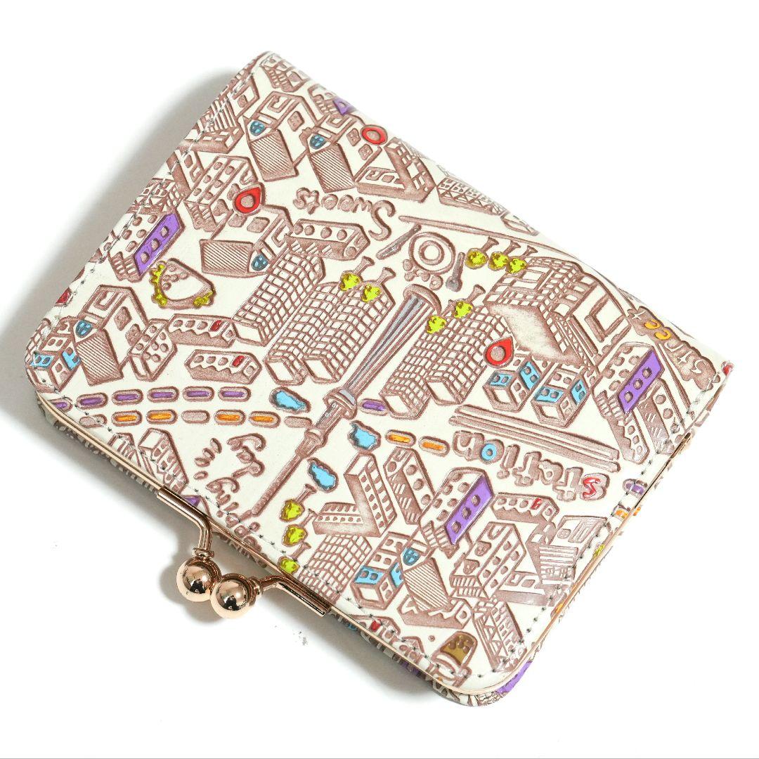 未使用品】友禅文庫 マップ柄 がま口二つ折り財布 牛革 日本製 - メルカリ