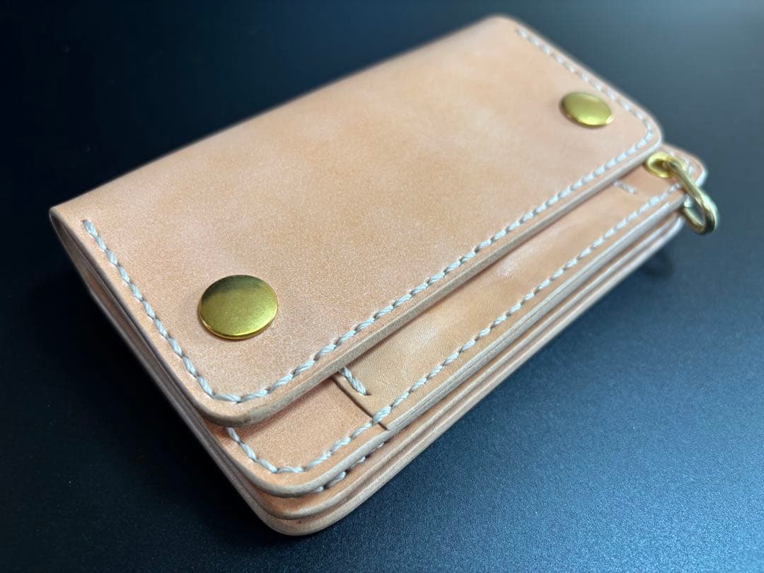 ナチュラル サドルレザー トラッカーウォレット 三層 真鍮 レザー