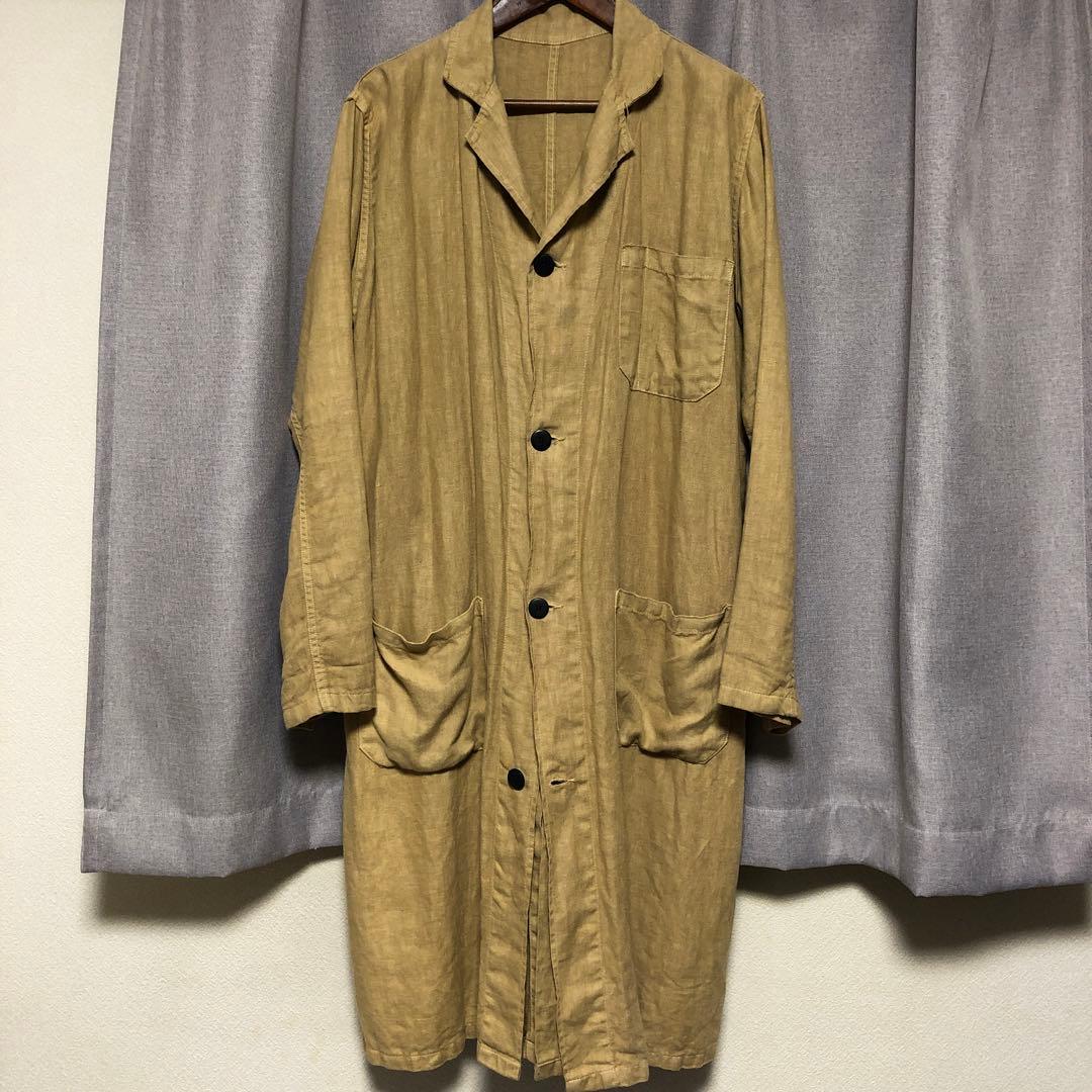 50s 60s リネン ダスターコート ショップコート ワークコート フランス