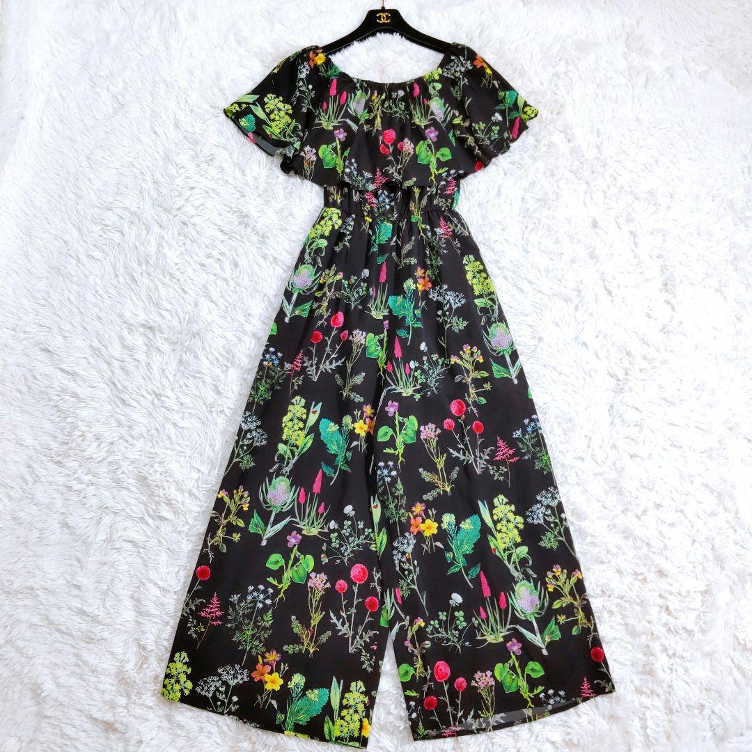 ルルウィルビー スプリングガーデンオールインワン 花柄 黒 - メルカリ