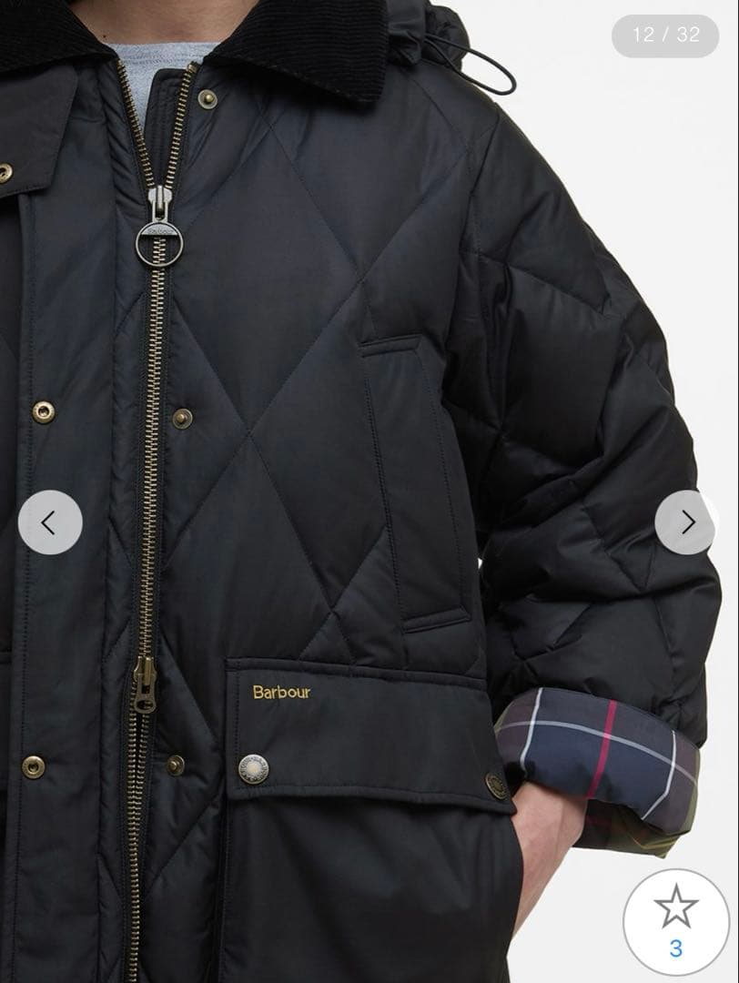 Barbour Yasminキルティング ダウン ジャケット ロング タグ有り