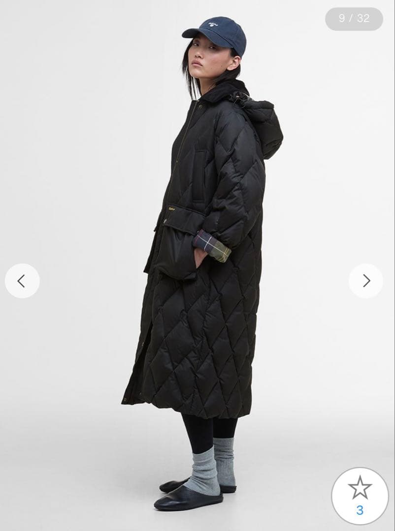 Barbour Yasminキルティング ダウン ジャケット ロング タグ有り