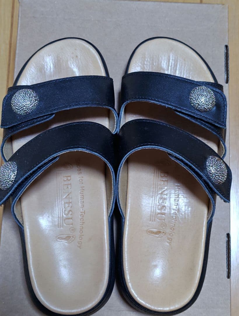 BENESU 　装飾付きおりゃれサンダル2076BK 23.0 BUENO SHOES ブエノシューズ】 厚底クロスベルトサンダル 【A508