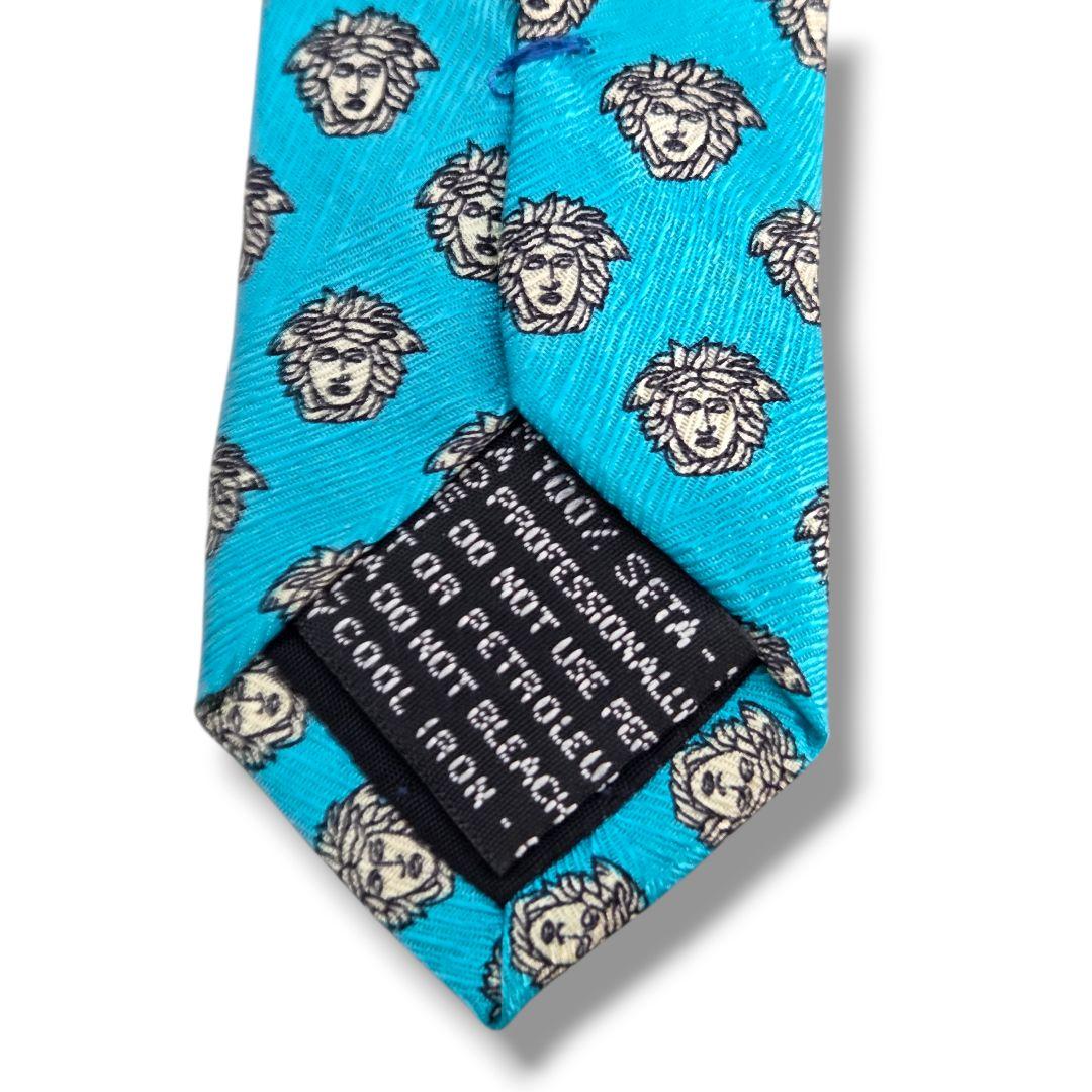 美品 ジャンニヴェルサーチ ネクタイ メデューサ バロック ブルー