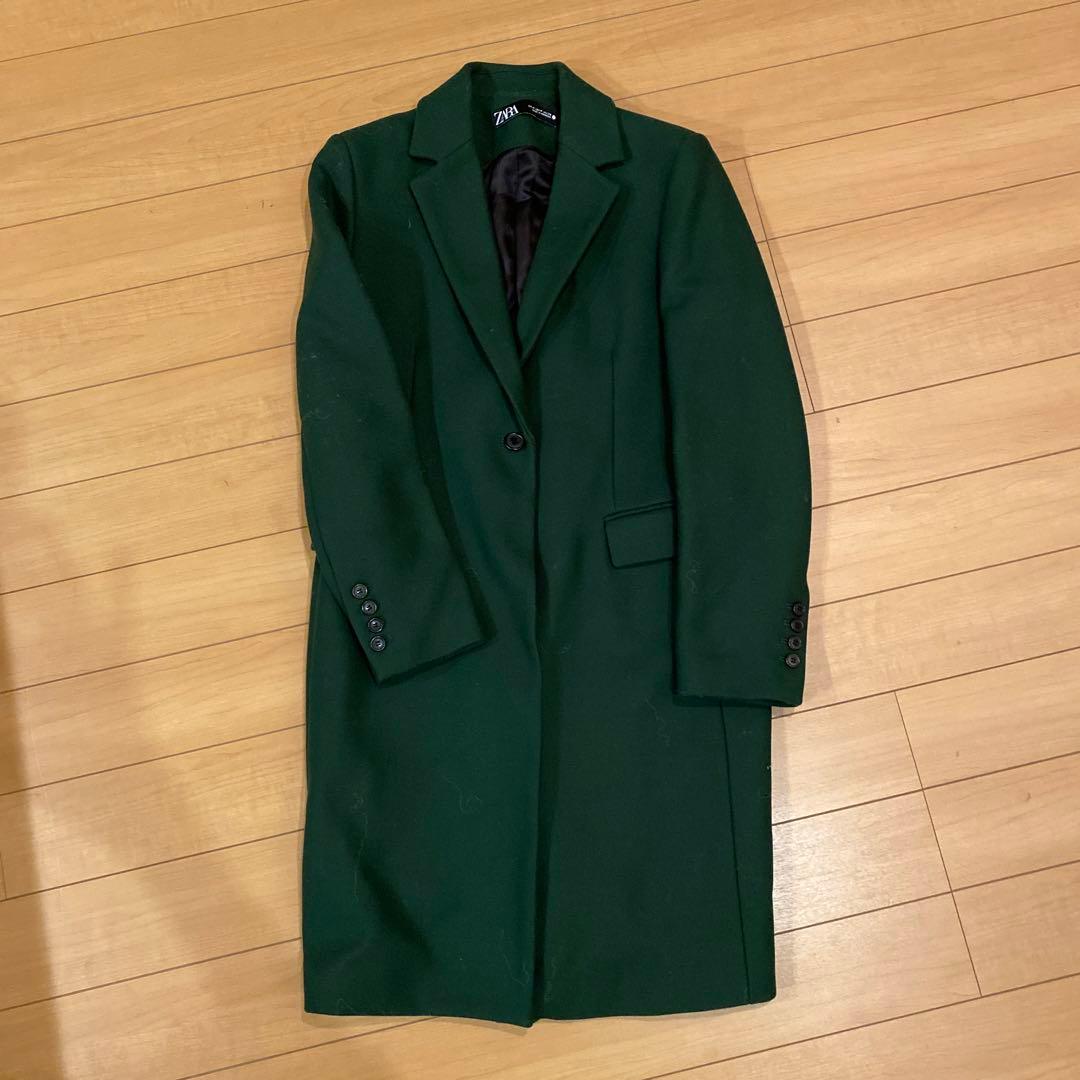 ZARA 緑 チェスターコート - メルカリ