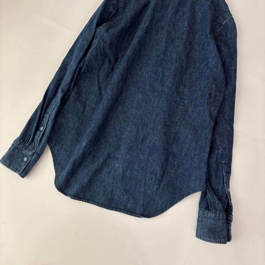 美品 ウィムガゼット デニムシャツ 長袖 羽織 ブルー - メルカリ
