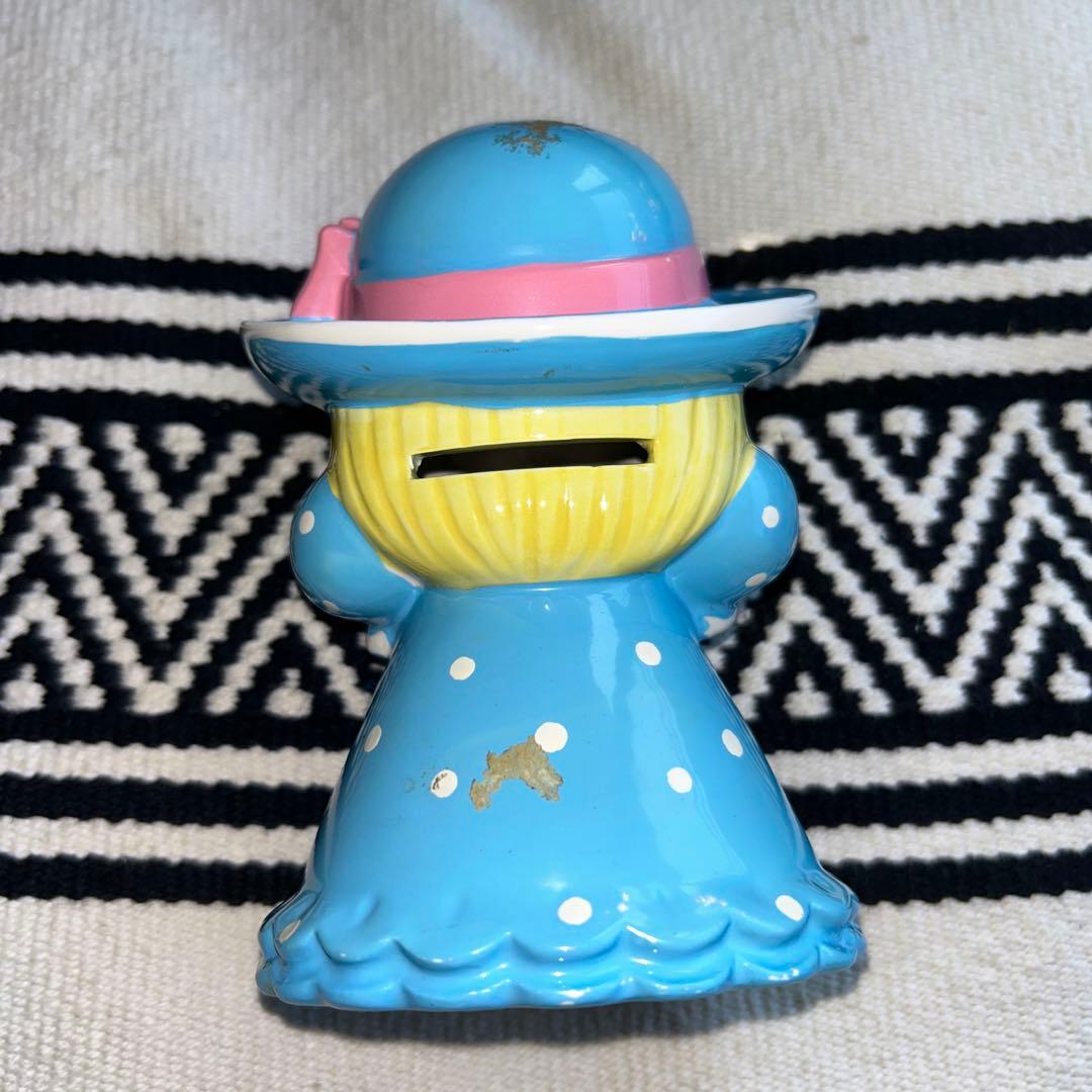 内藤ルネデザイン 青いドレスの少女 貯金箱