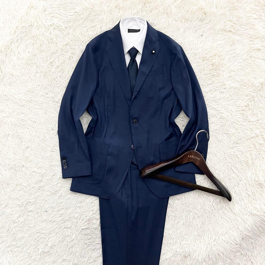 <極美品>LARDINI easy wear 新ロゴ ネイビー ウールスーツ44 極美品>LARDINI easy wear 新ロゴ ネイビー ウールスーツ44 - メルカリ
