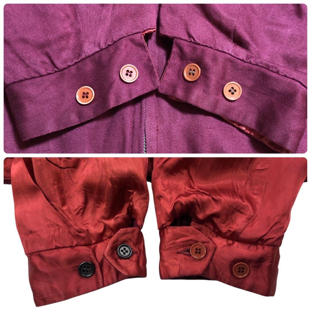 80s PINK DRAGON スカジャン ロゴ刺繍 龍 赤　ボルドー FDC